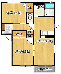 ファミーユ樹A 2LDKの間取図画像