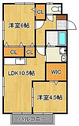 ヒルズリバーサイドD 2階