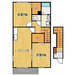 アバンツァートＭ-I 2階2LDKの間取り