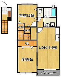 デスパシオI 2階2LDKの間取り