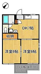 ラズベリーハウス 2DKの間取図画像