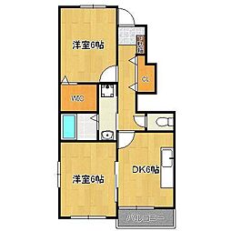 フレグランスB 2DKの間取図画像