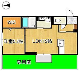 D-ROOM本城東 A棟 1LDKの間取図画像