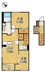 ボンシャンス楠木 2LDKの間取図画像