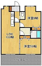 ヴァルトハヤシ1 2LDKの間取図画像