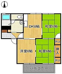 アルカディアA 3DKの間取図画像