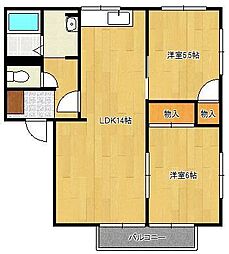 アーバン十字路B 2LDKの間取図画像