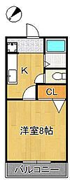 グリーンピアM 1Kの間取図画像