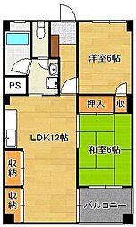 フォーレスト折尾 2LDKの間取図画像