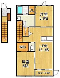 プランドールユー 2LDKの間取図画像