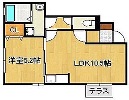 クロスロード 1LDKの間取図画像