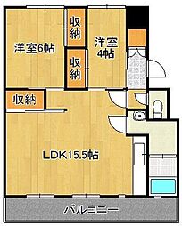 サルヴァトーレ本城 2LDKの間取図画像
