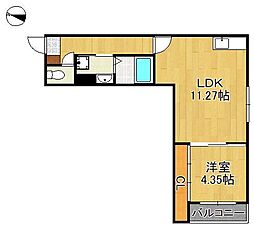 仮称)北九州市八幡西区大浦2丁目C棟 1LDKの間取図画像