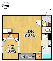 仮称)北九州市八幡西区大浦2丁目C棟 1LDKの間取図画像