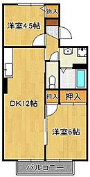 セジュール日吉台 2LDKの間取図画像