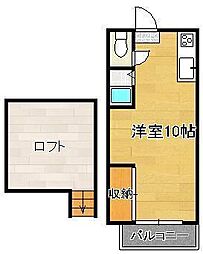 ルーブル医生ヶ丘 1Kの間取図画像