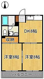 チェリーハウス 2DKの間取図画像