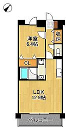北九州市八幡西区大浦1丁目マンション 1LDKの間取図画像