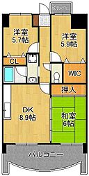 オロマーレ折尾南1 3DKの間取図画像