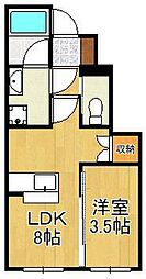 仮称)折尾3丁目アパート 1LDKの間取図画像
