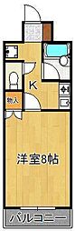 折尾ハイツ 1Kの間取図画像