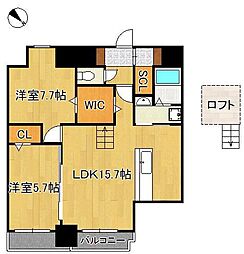 RISO CORE 6階2LDKの間取り
