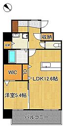RISO CORE 8階1LDKの間取り