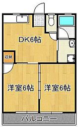 コーポ青山 2DKの間取図画像