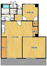 コーポ西鳴水 2LDKの間取図画像