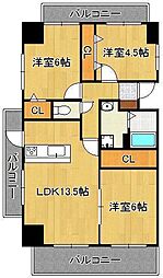 アヴァンセ陣原駅前 3LDKの間取図画像