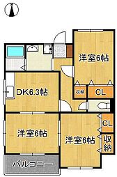 トルワ・ドミール 3DKの間取図画像