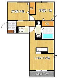 イオメール折尾A 2LDKの間取図画像