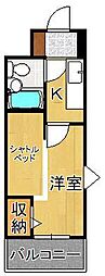 ラ・レジダンス・ド・サントゥール 1Kの間取図画像