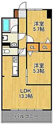 ルネックス2 2LDKの間取図画像