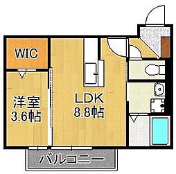 D-room浜町 1LDKの間取図画像