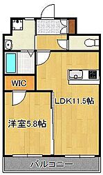 ベルガ穴生 1LDKの間取図画像