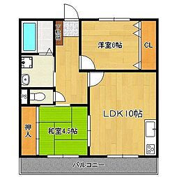 コーポ公栄 2LDKの間取図画像