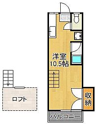 オアシス則松 ワンルームの間取図画像