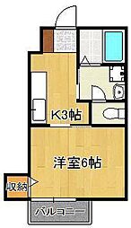サンハイム本町 1Kの間取図画像