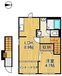 北九州市八幡西区清納1丁目アパート 1LDKの間取図画像