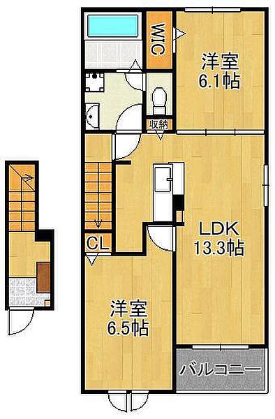 アルシオーネ　Ａ ｜福岡県北九州市八幡西区馬場山(賃貸アパート2LDK・2階・59.58㎡)の写真 その2