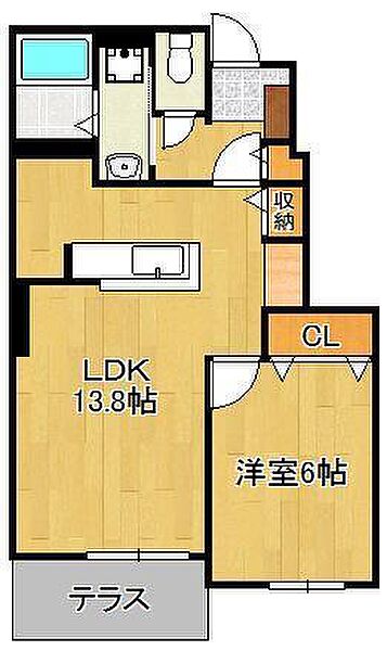 メゾン感田　C棟 ｜福岡県直方市大字感田(賃貸アパート1LDK・1階・45.89㎡)の写真 その2