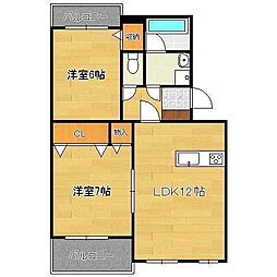 リバーサイド市瀬 2LDKの間取図画像