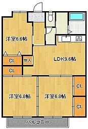 ガーデンフォレストサウスウイング 3LDKの間取図画像