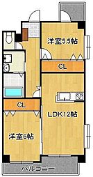 ノーブル三ヶ森 2LDKの間取図画像