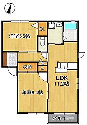 ハーティストND 2LDKの間取図画像