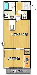 サンヴィレッジ三ヶ森 1LDKの間取図画像
