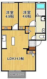 アン・ファミールA 2LDKの間取図画像