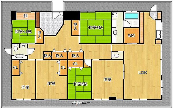 福岡県北九州市八幡西区割子川1丁目(賃貸マンション6LDK・8階・173.30㎡)の写真 その2