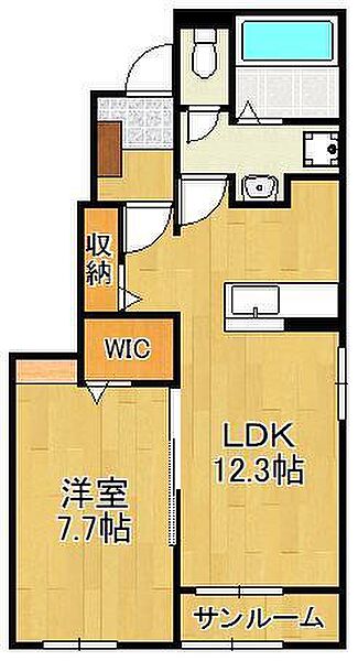 ボスカート　Ｋ．II ｜福岡県直方市大字感田(賃貸アパート1LDK・1階・50.14㎡)の写真 その2